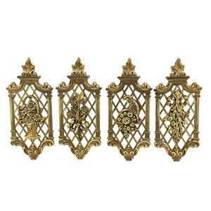 Dart Syroco Gold Four Seasons Set of 4 Wall Plaques Hollywood Regency 1971 Vtg